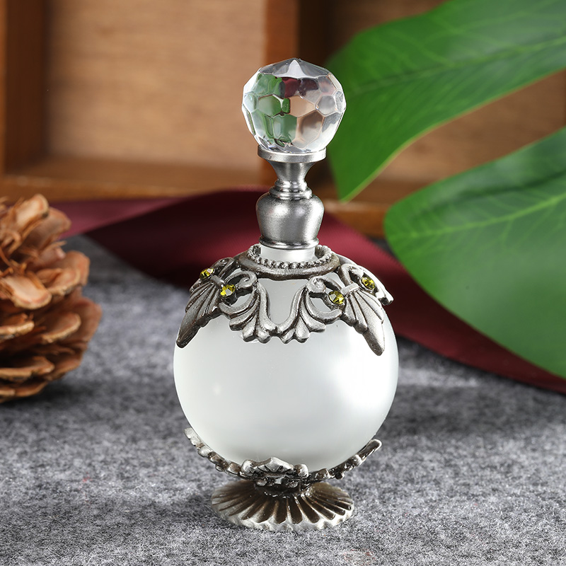 Perfume Fragrance Holder - زجاجة عطر زجاجية معدنية فضية عتيقة