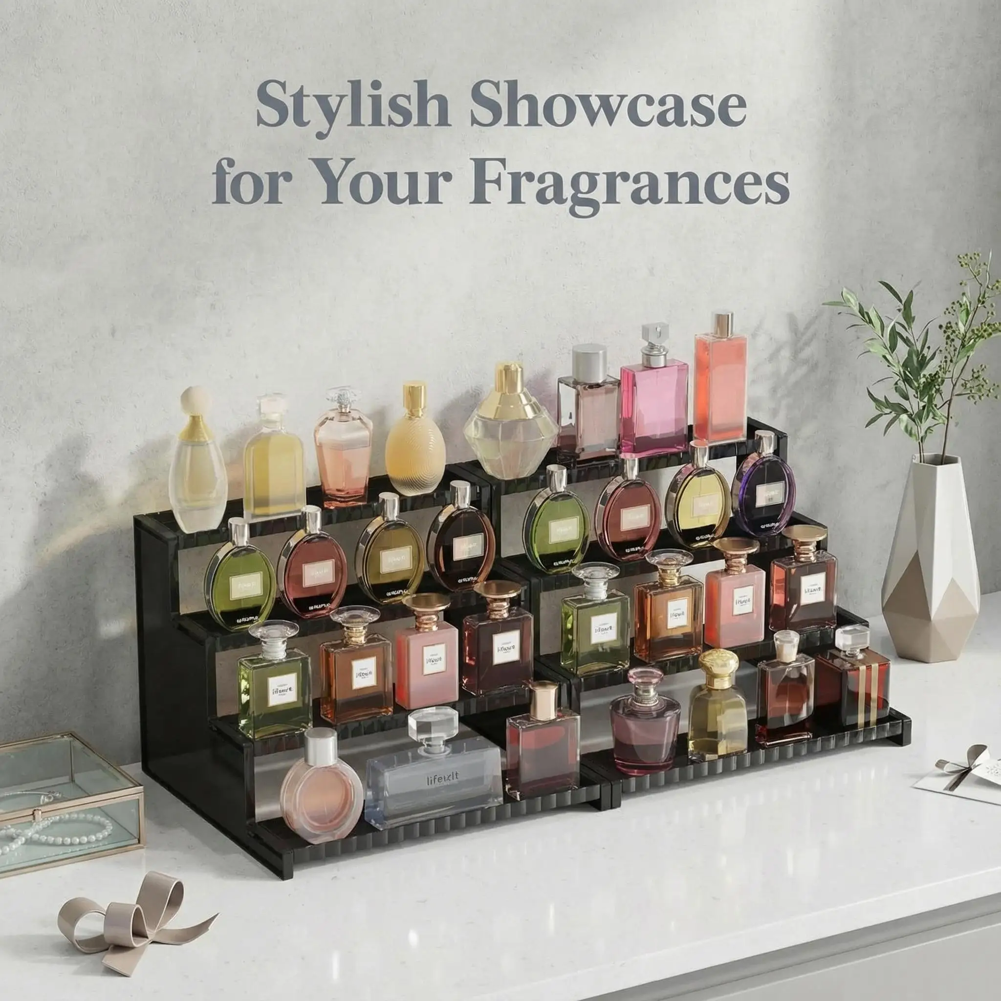 Perfume Fragrance Holder - حامل عرض أسود متعدد الطبقات مقاس