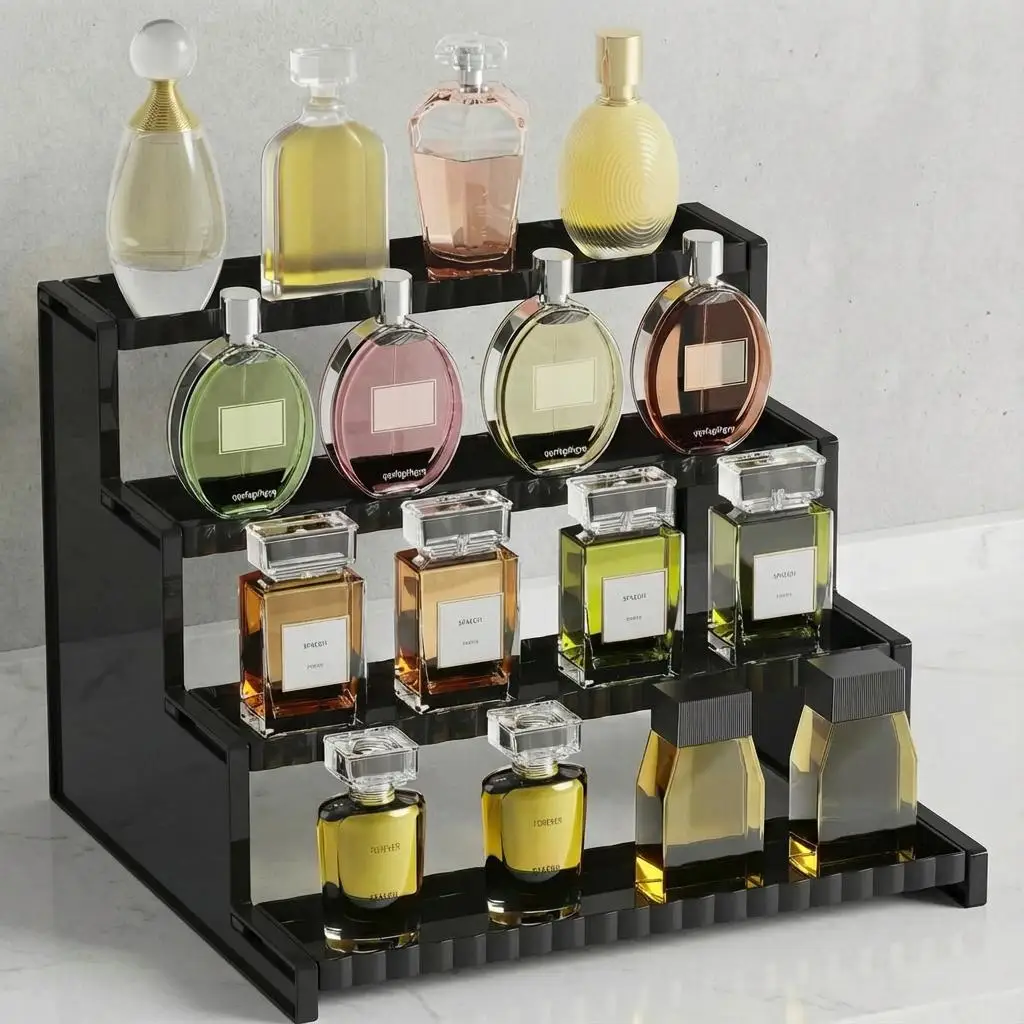 حامل عرض أسود متعدد الطبقات مق - مراجعة Perfume Fragrance Holder وسعره